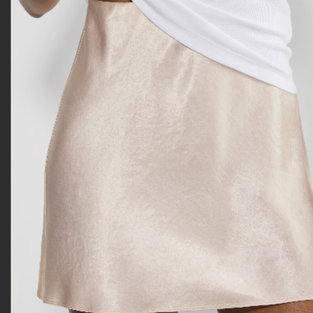 Aritzia Babaton Slip Satin Mini Skirt in Denude